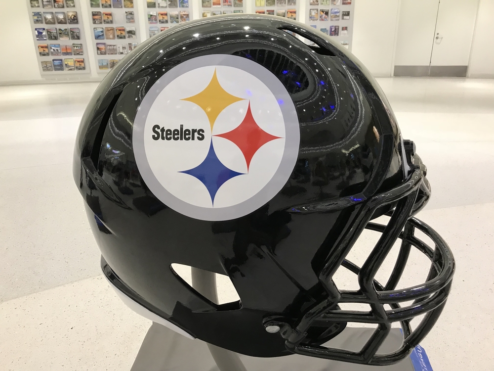 Pittsburgh Steelers helmet on display