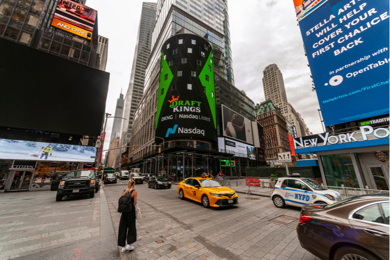 DraftKings display outside NASDAQ in Times Square