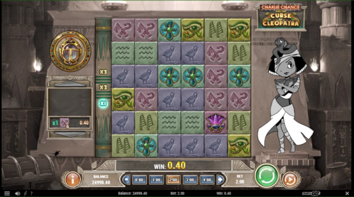 Charlie Chance and the Curse of Cleopatra slot reels by Play'n GO