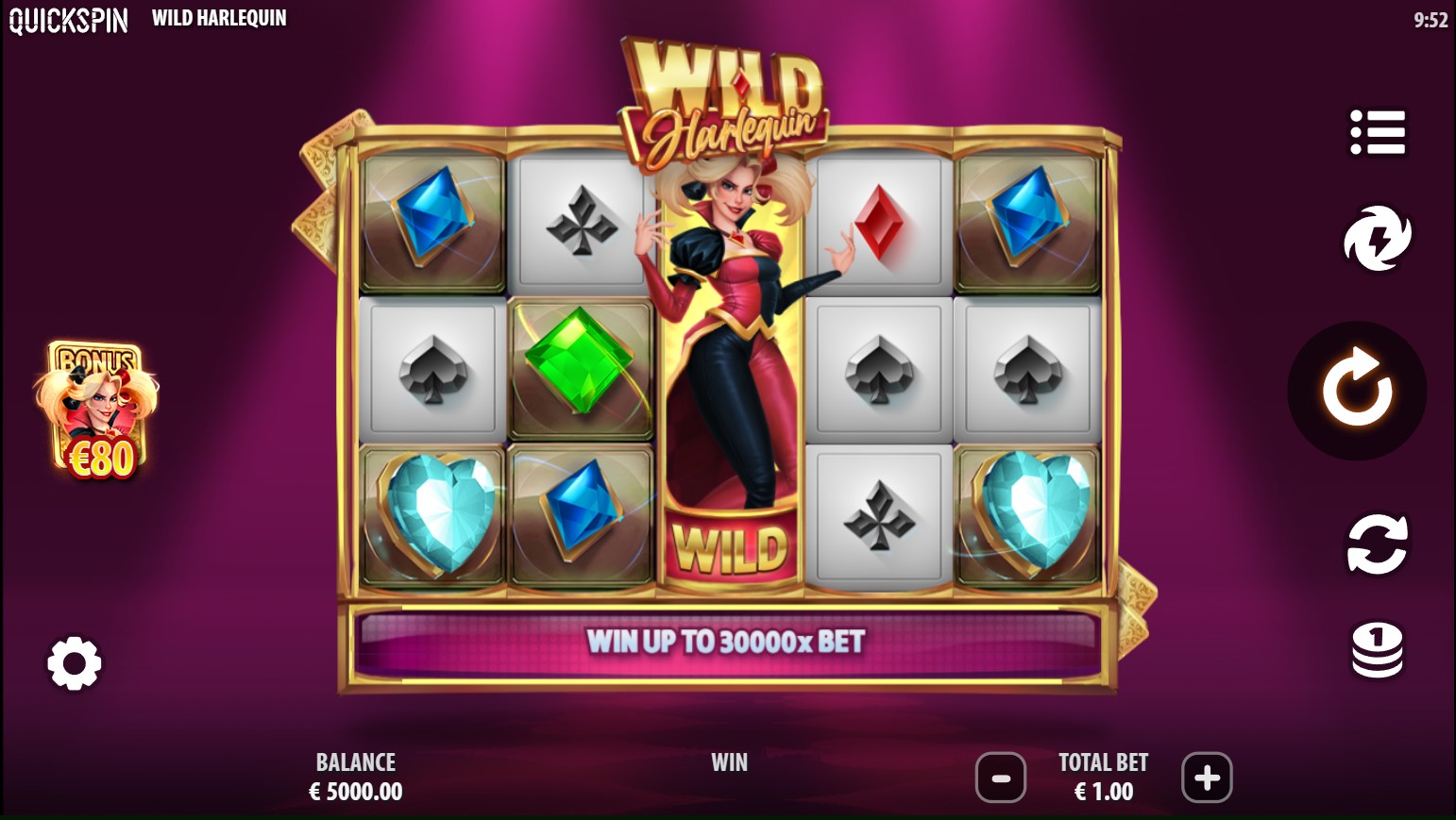 Wild Harlequin slot reels by Quickspin