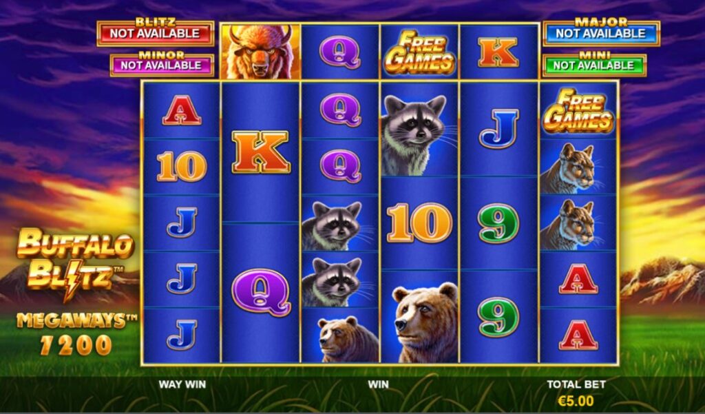 Buffalo Blitz Megaways slot reels by Playtech