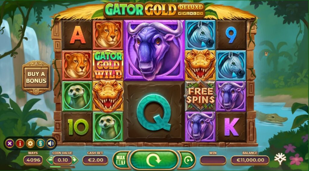 Gator Gold Gigablox Deluxe slot reels by Yggdrasil Gaming