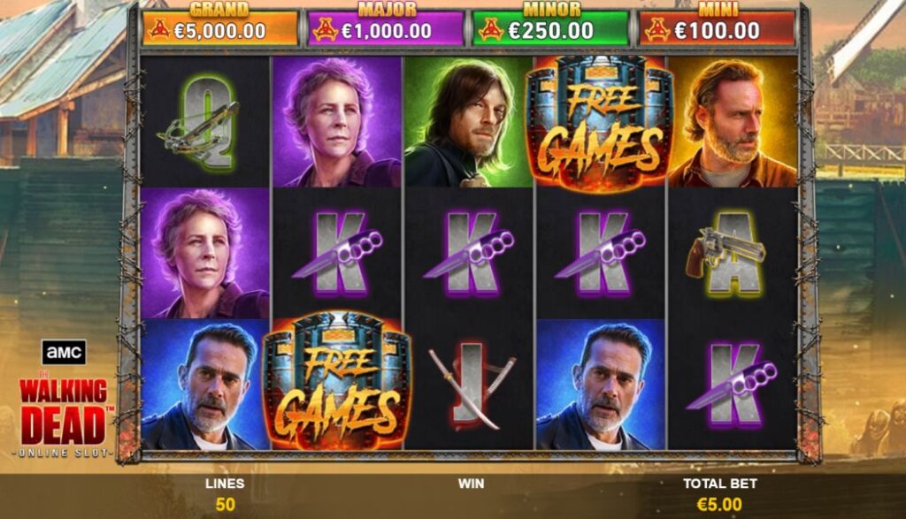 The Walking Dead slot reels by Playtech