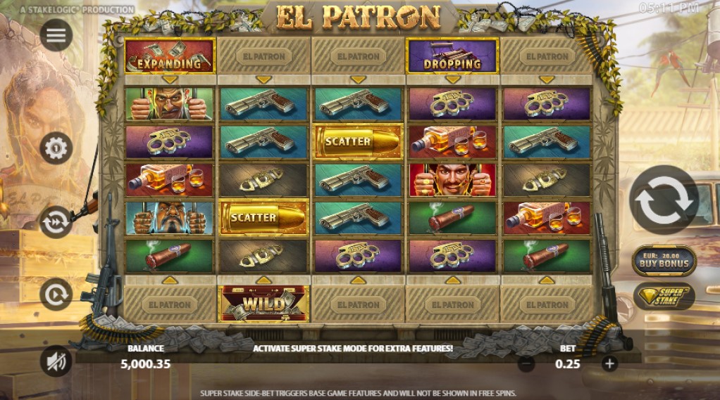 El Patron slot reels by Stakelogic