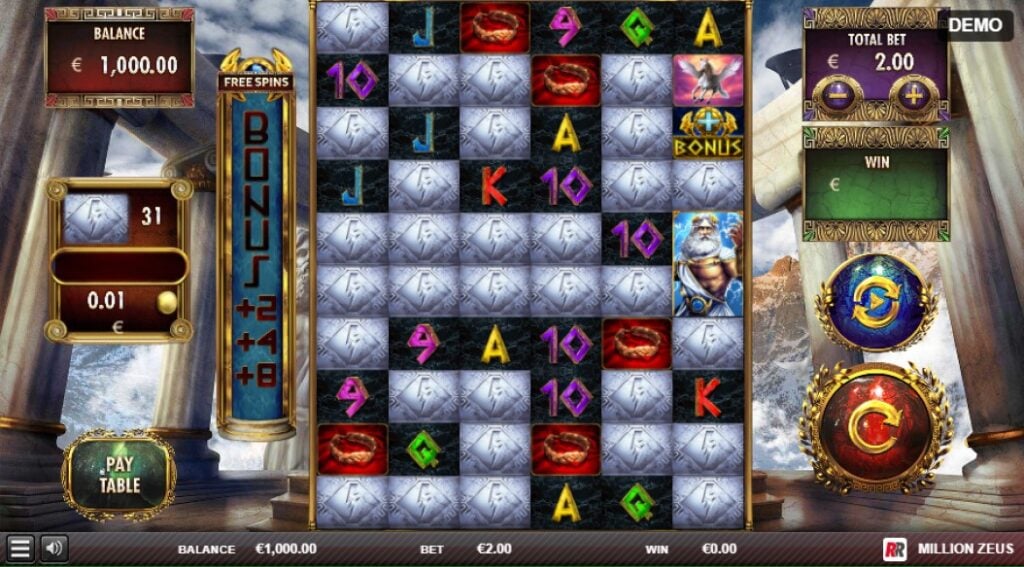 Million Zeus slot reels by Red Rake Gaming