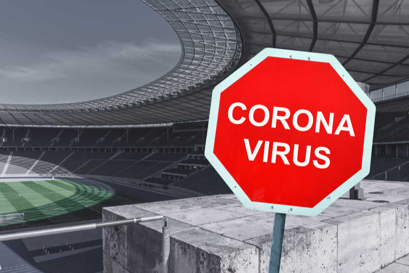 Coronavirus sign in empty stadium
