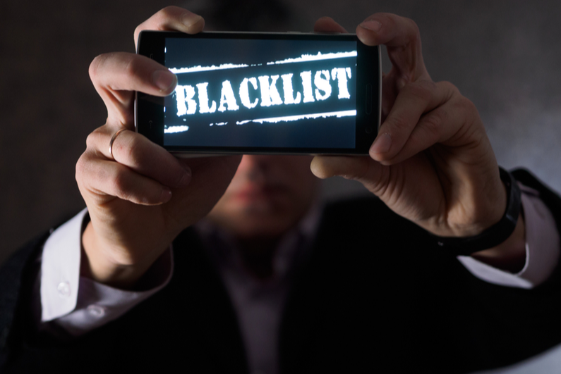 Blacklist written on a mobile phone