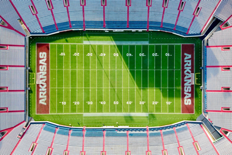 Aerial view of Arkansas' War Memorial Stadium