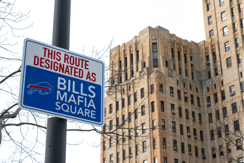 Bills Mafia Square sign in downtown Buffalo