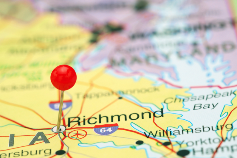 Pin on Richmond, VA on a map