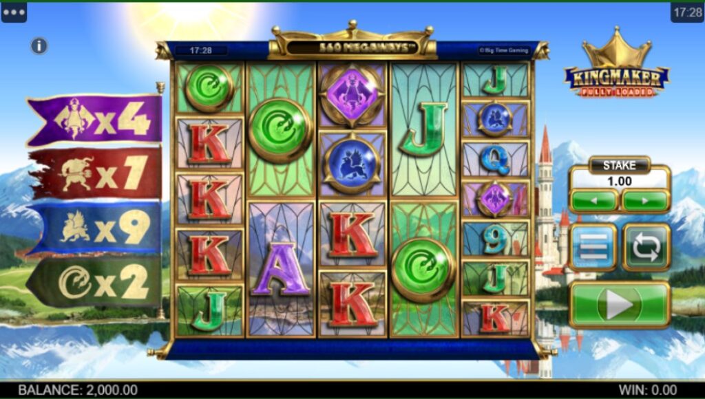 King Maker Fully Loaded slot reels by Big Time Gaming