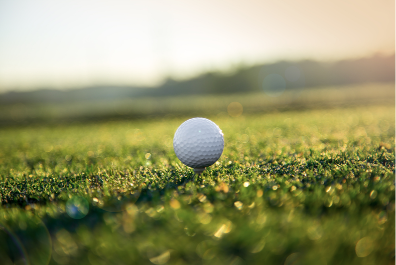 Teed-up golf ball