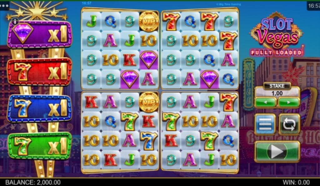 Slot Vegas Fully Loaded slot reels by Big Time Gaming