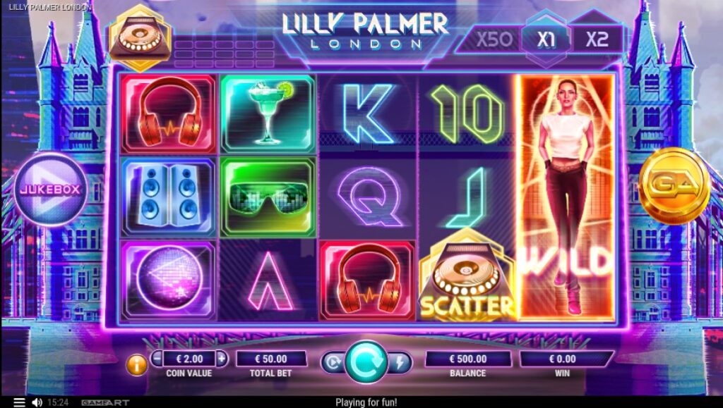 Lilly Palmer London slot reels by GameArt