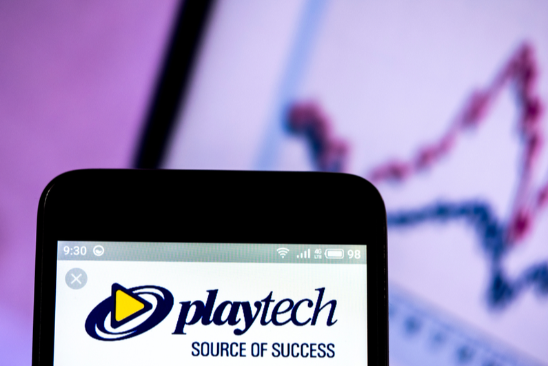 Playtech logo on a smartphone