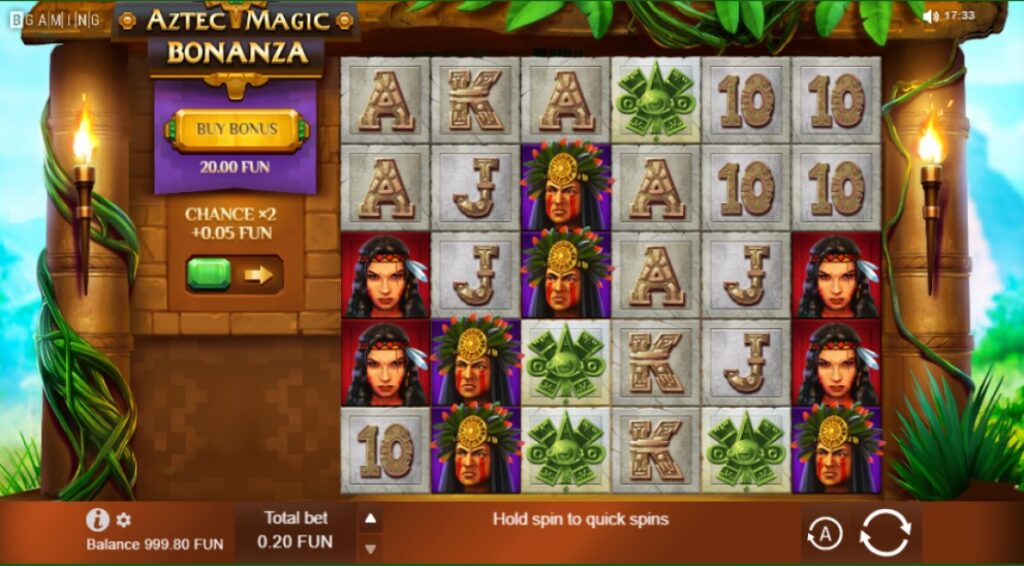 Aztec Magic Bonzanza slot reels by Bgaming