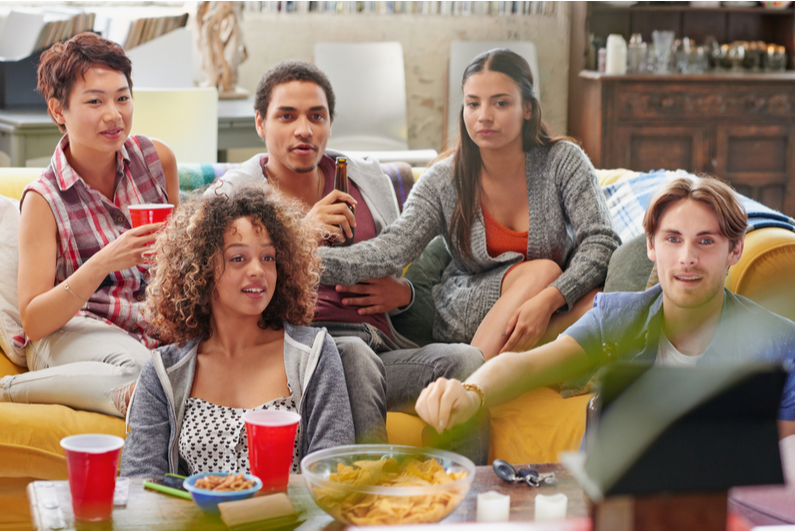 group of friends watching TV