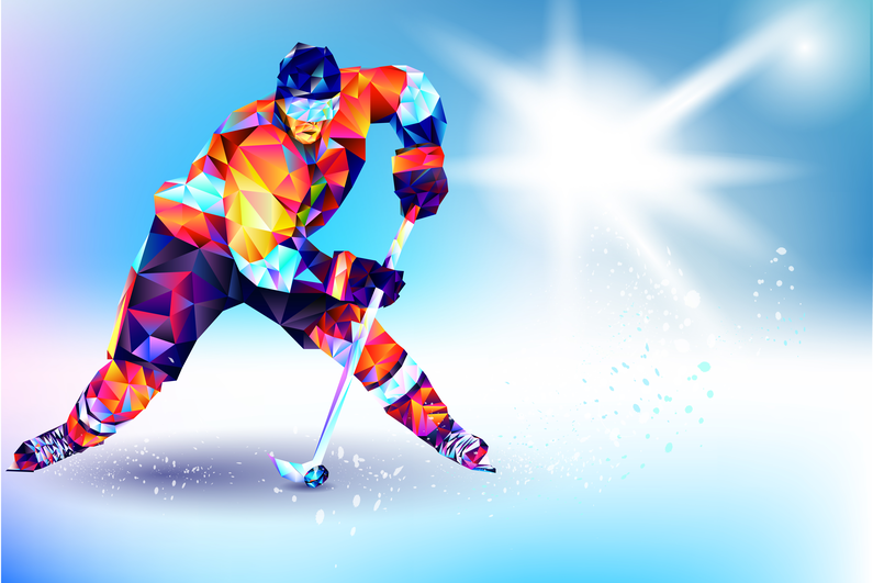 Geometric drawing of hockey player