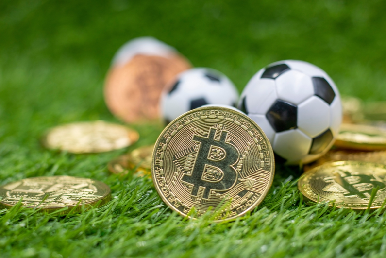 Bitcoin with soccer balls