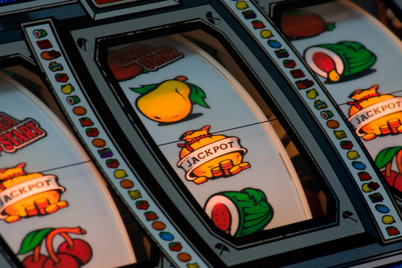 Slot machine showing jackpot symbols