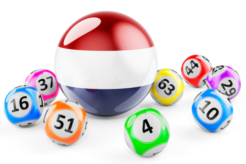 Lotto balls with one painted like the Netherlands flag