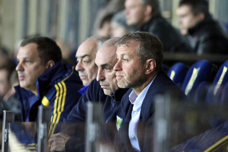 Roman Abramovich watching a soccer match