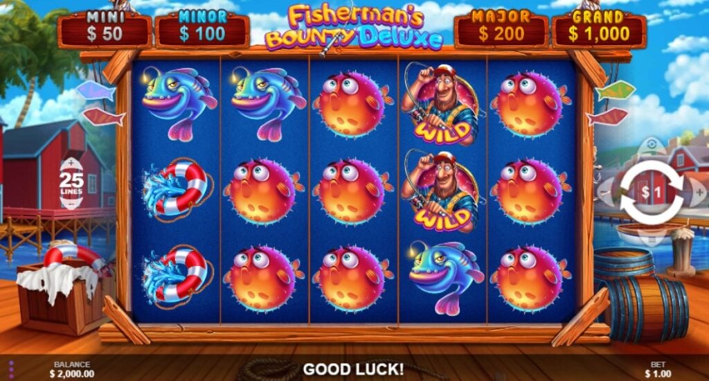 Fisherman's Bounty Deluxe slot reels by Wizard Games