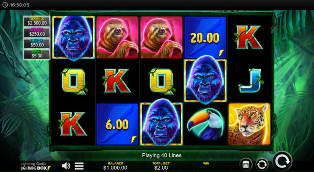 Lightning Gorilla slot reels by Lightning Box Games