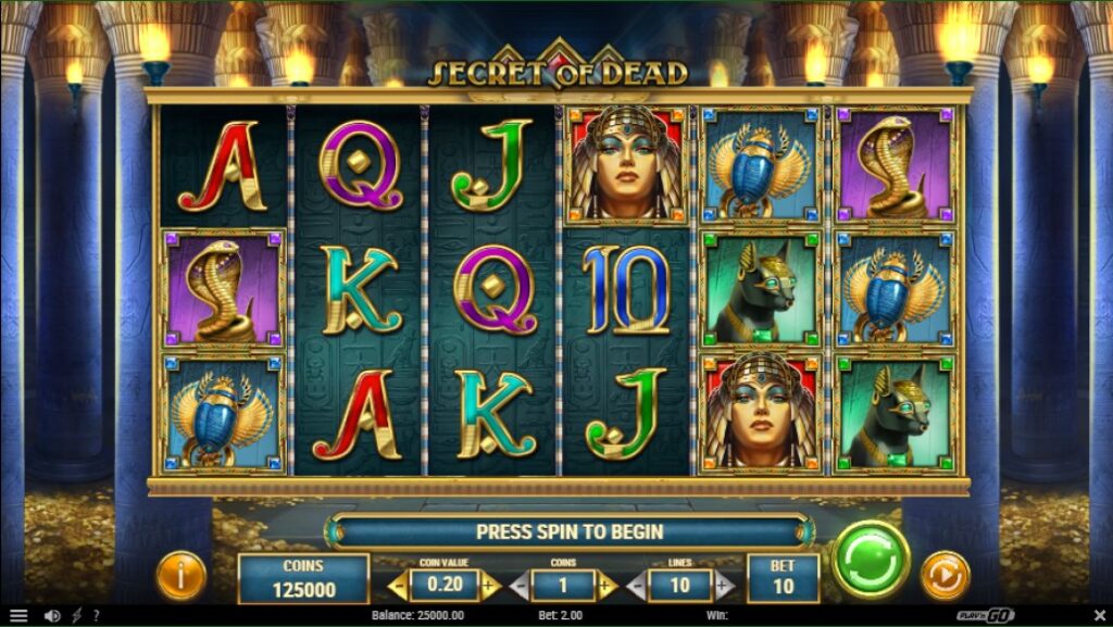 Secret of Dead slot reels by Play'n GO