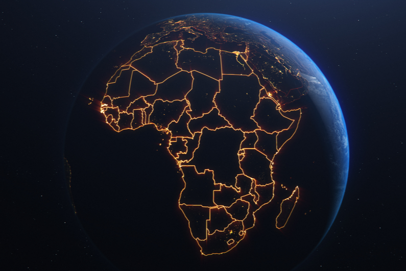 Africa map on globe