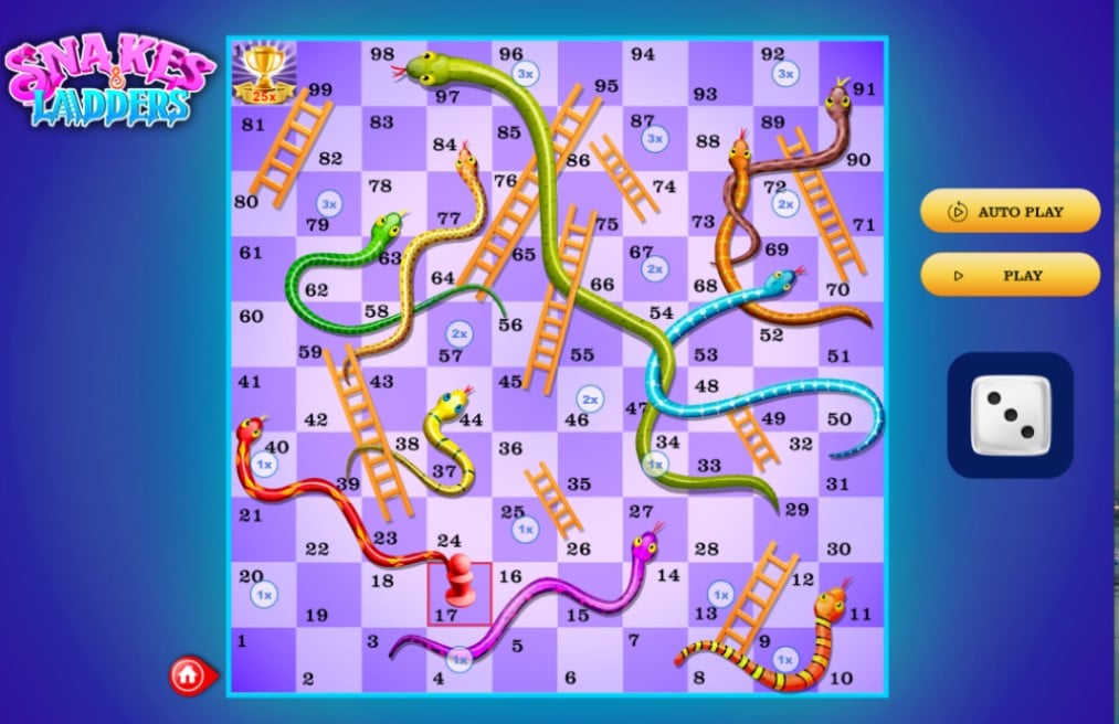 Snakes and Ladders slot reels by Mplay Games
