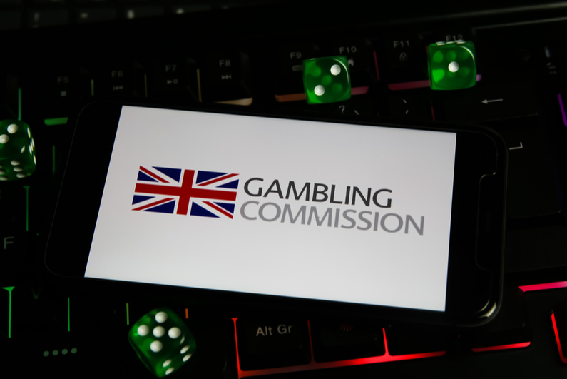 Gambling Commission logo on top of a keyboard