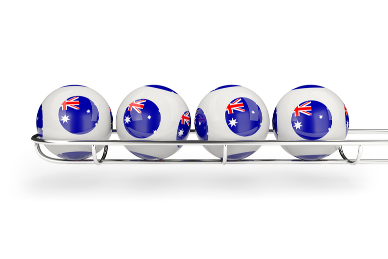 lottery balls drawn with australian flags