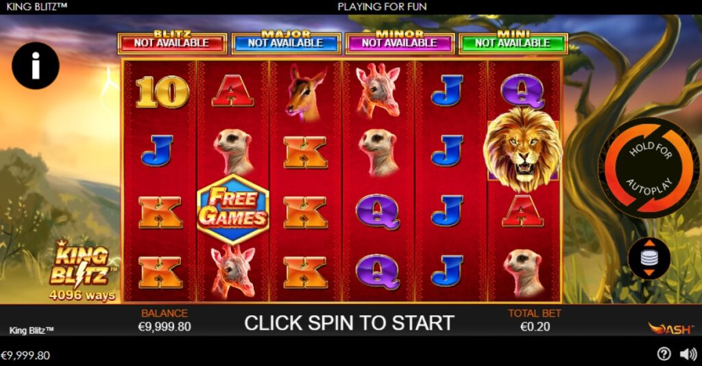 King Blitz slot reels by Playtech