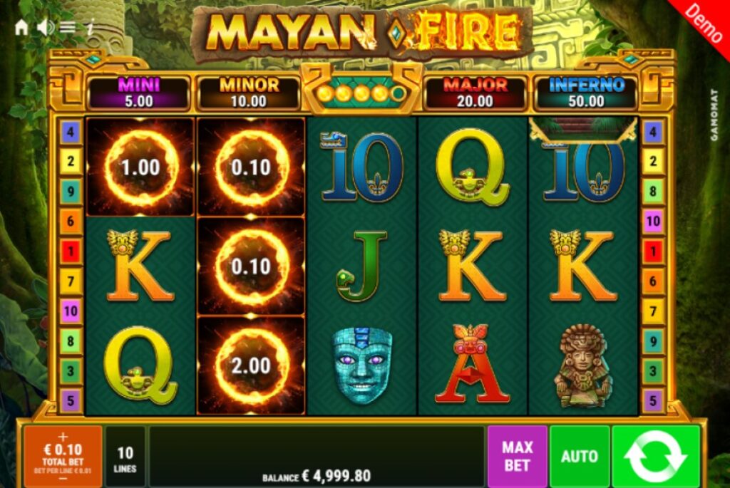 Mayan Fire slot reels by Bally Wulff