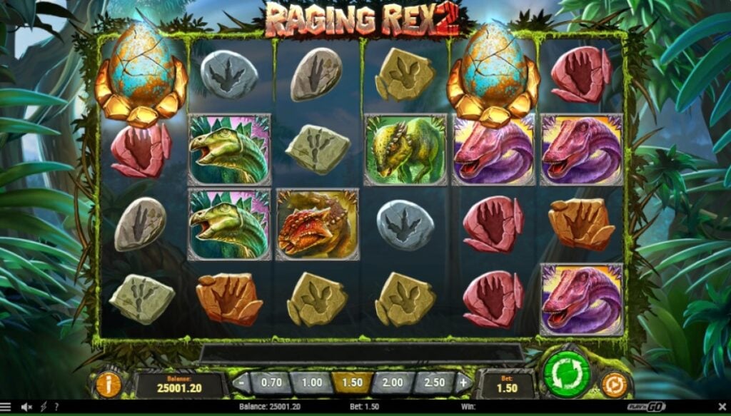 Raging Rex 2 slot reels by Play'n GO