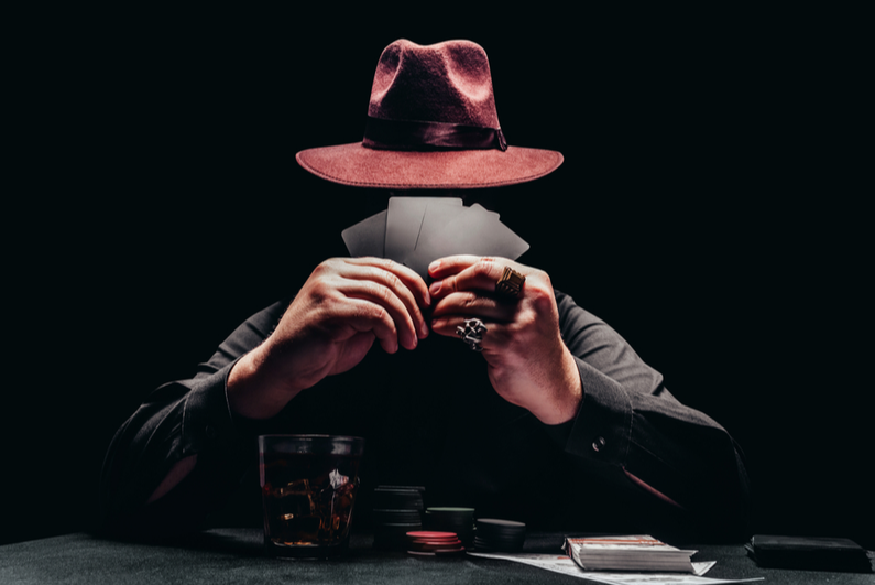 shady gangster playing cards
