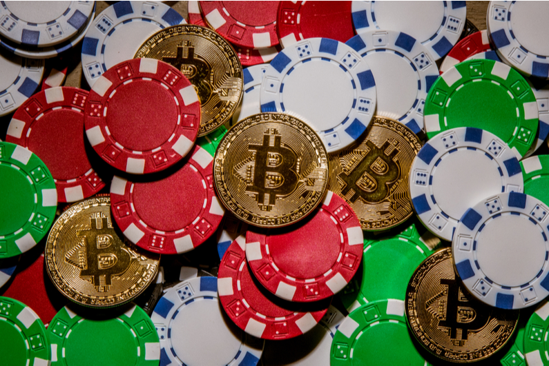 Bitcoin and poker chips