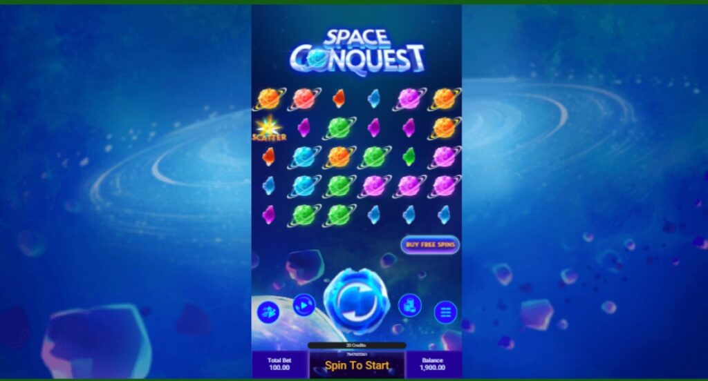 Space Conquest slot reels by Spadegaming