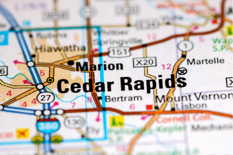 Cedar Rapids on a map