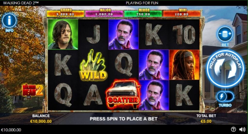 The Walking Dead 2 slot reels by Playtech