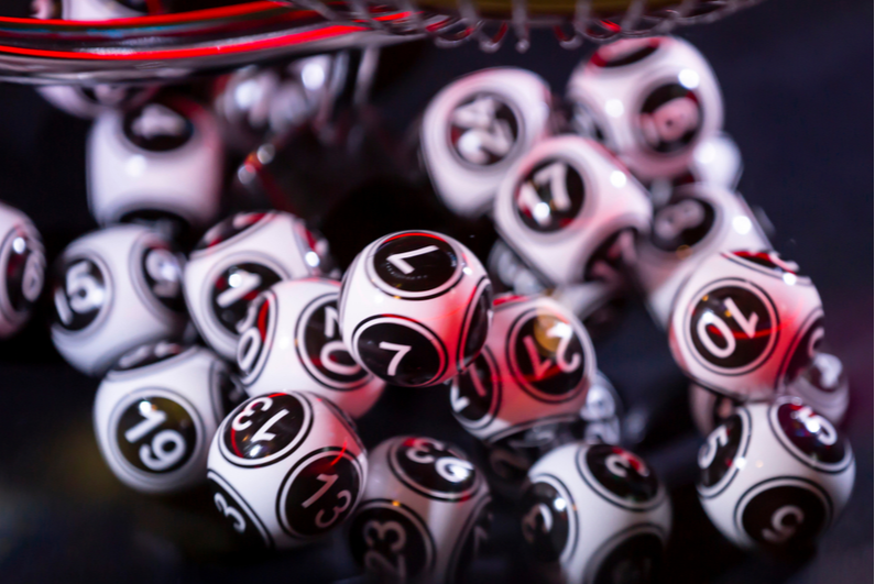 Black and white bingo balls