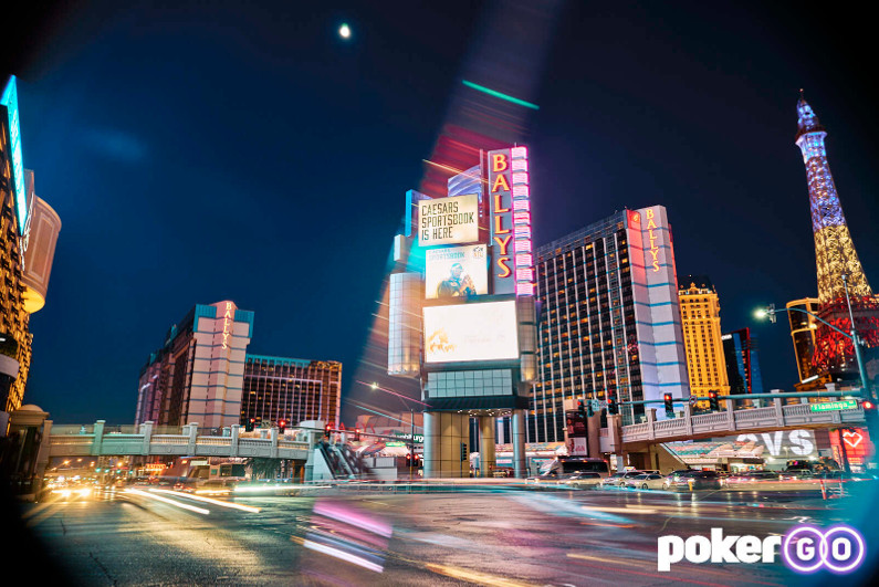 Paris and Bally's Las Vegas at night