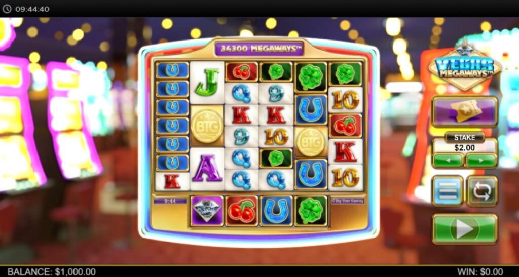 Vegas Megaways slot reels by Big Time Gaming