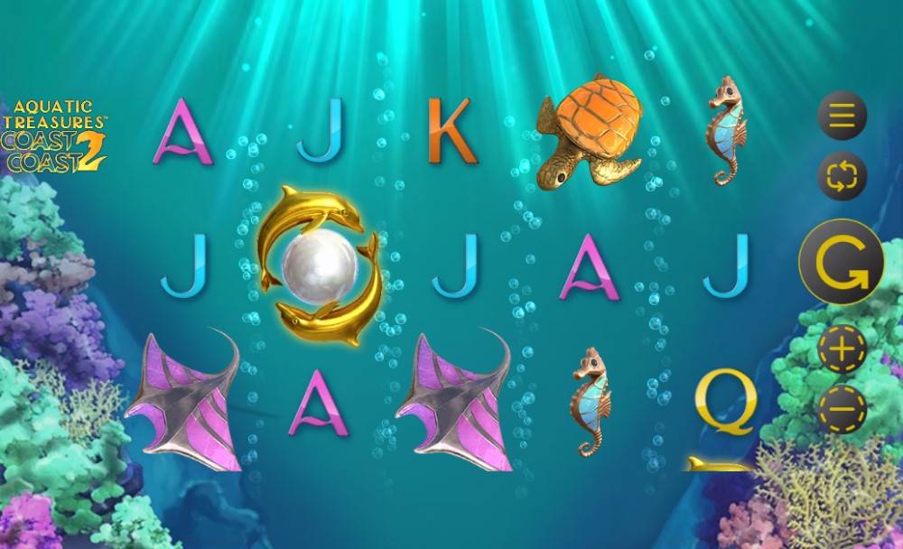 Aquatic Treasures Coast 2 Coast slot reels by Gold Coin Studios