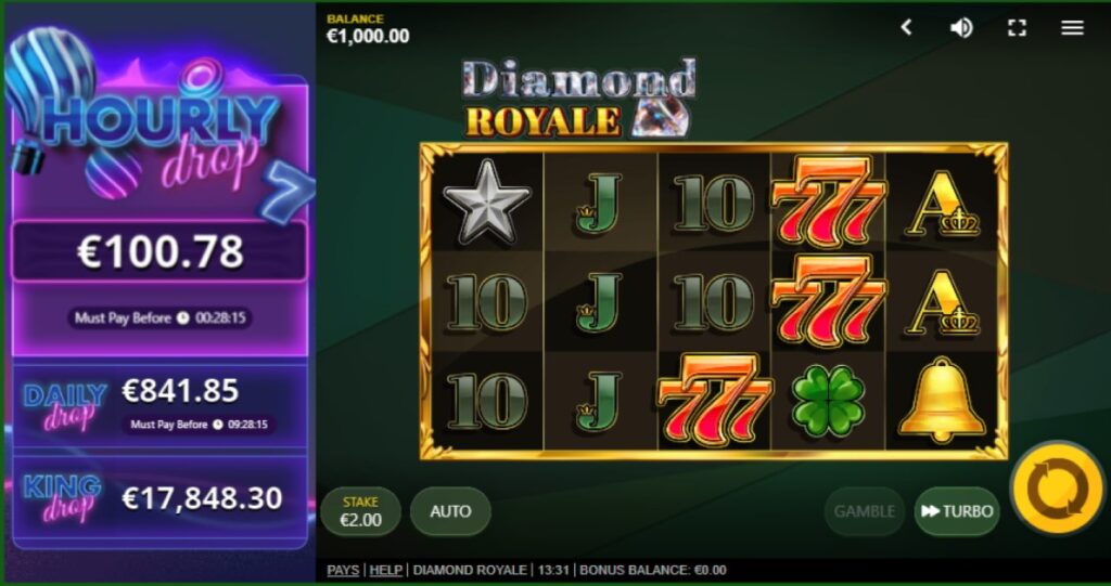 Diamond Royale slot reels by Red Tiger
