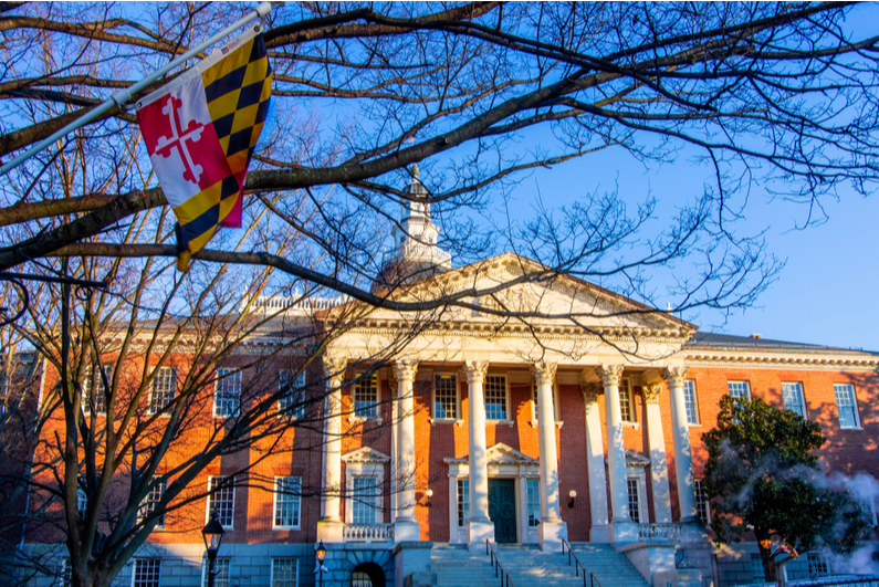 Capitol binası ile Maryland bayrağı