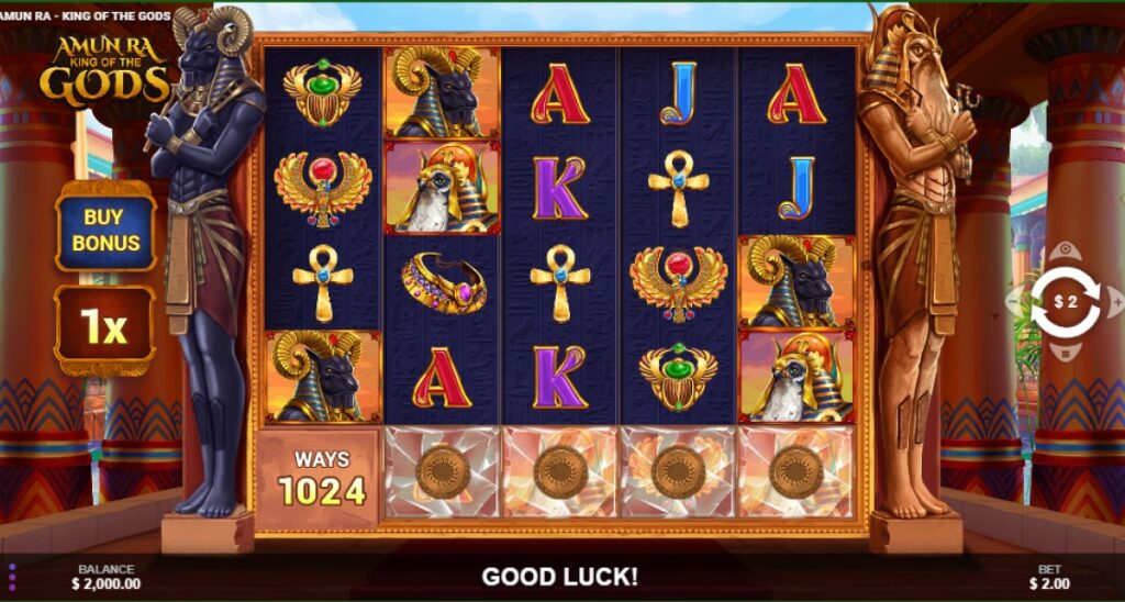Amun Ra King of the Gods slot reels by Wizard Games