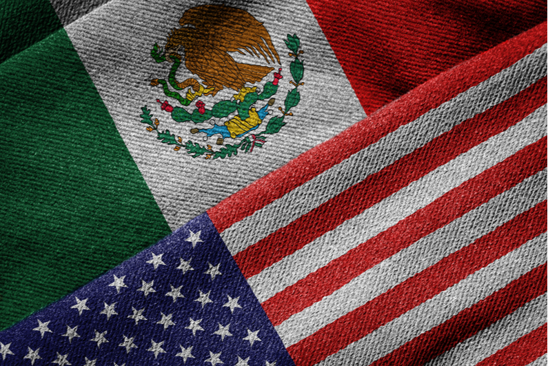 Mexico and US flags