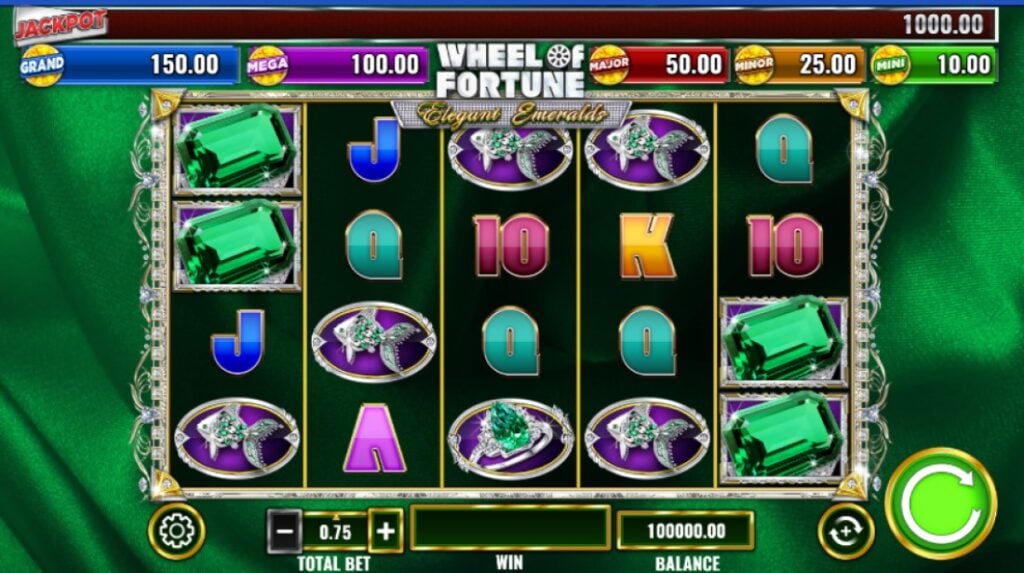 Wheel of Fortune Elegant Emeralds slot reels by IGT